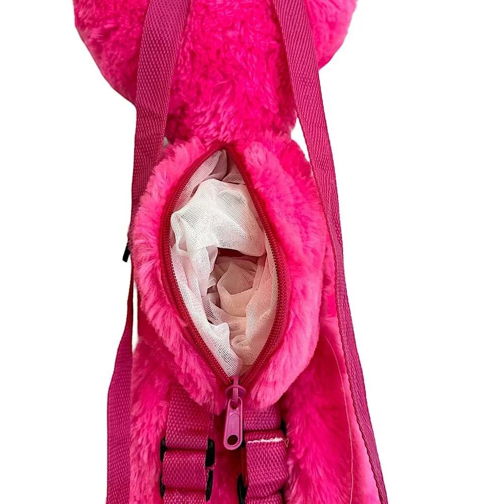 Poppy Playtime Kissy Missy Pink Plush Backpack w/ Back Zipper Pocket